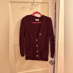 NWOT wine colored button down cardigan medium